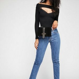 Free People Black Long Sleeve Top
